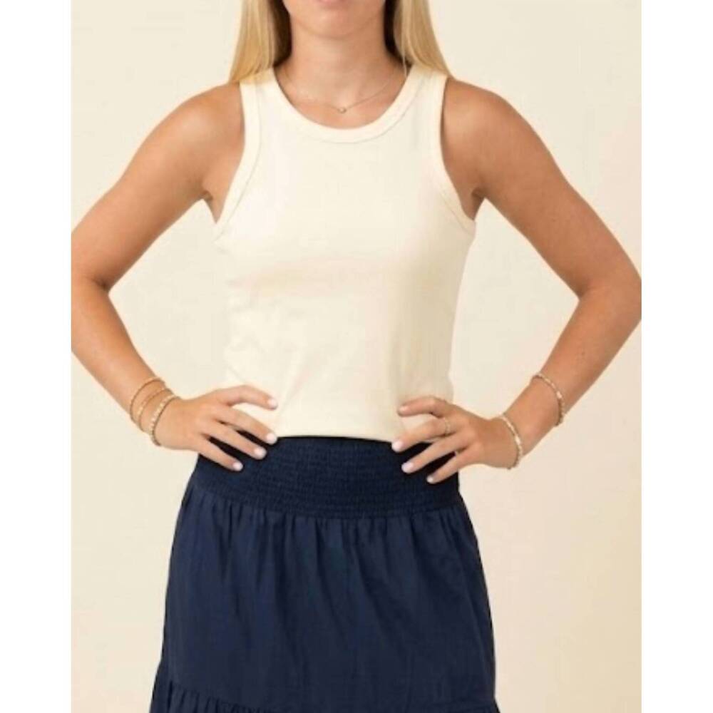 NEW KARLIE solid ribbed tank top in butter yellow
